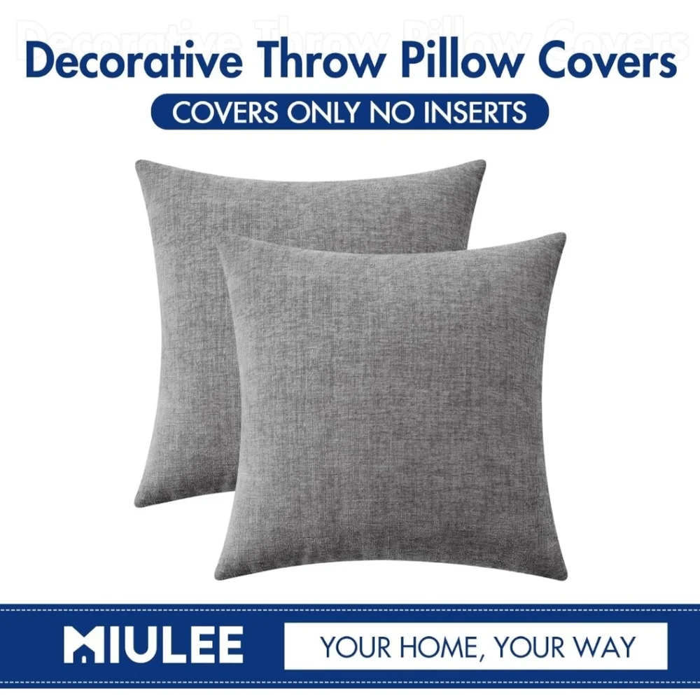 MIULEE Pillow Covers Set 2 Piece Corduroy Soft Soild‎ Decorative 18x18 Throw...